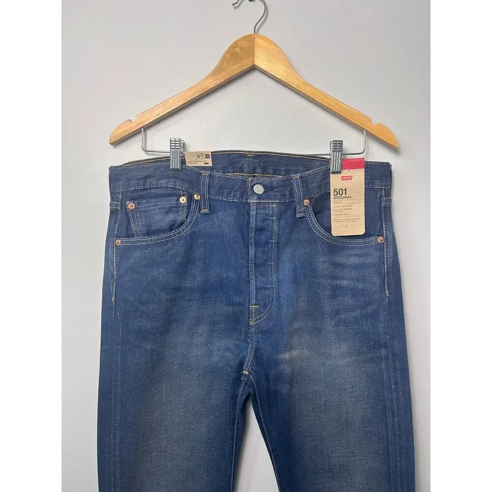 NWT Levi's 501 Original Men's Jeans Dark Wash Straight Leg Denim Levis 33 x 32